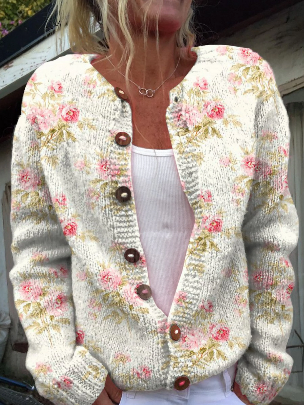 Cheryl | Vintage Floral Knit Cardigan