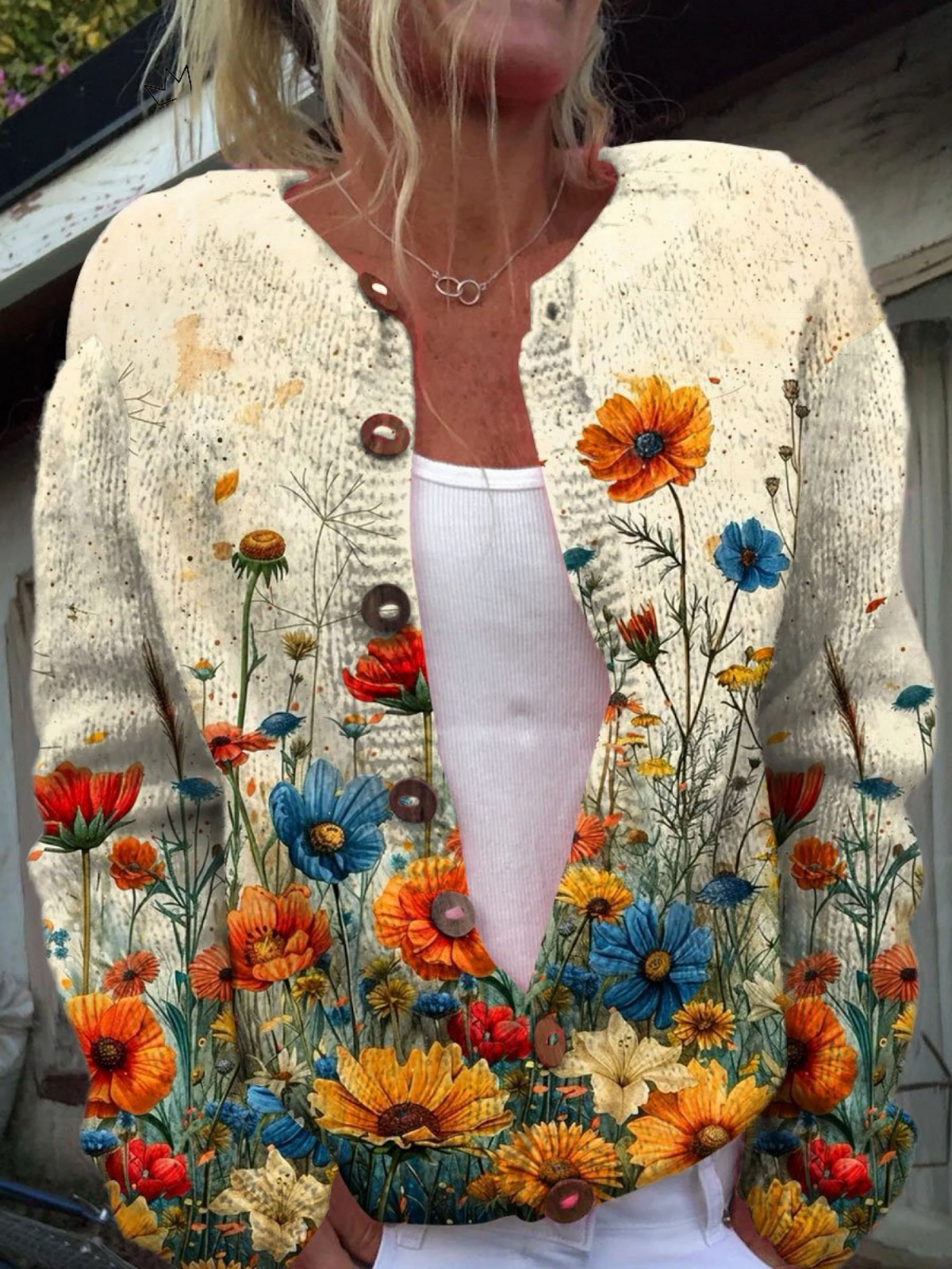 Sharon | Vintage Floral Print Cardigan Sweater