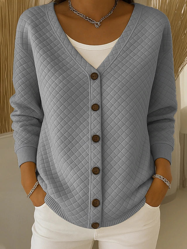 Deborah | Quilted Button-Front Cardigan