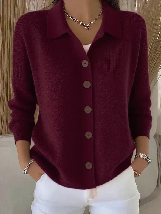 Susan | Button-Front Collared Cardigan