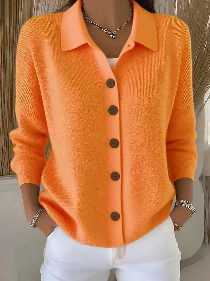 Susan | Button-Front Collared Cardigan