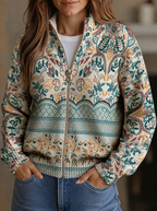 Cynthia | Botanical Print Zip Cardigan
