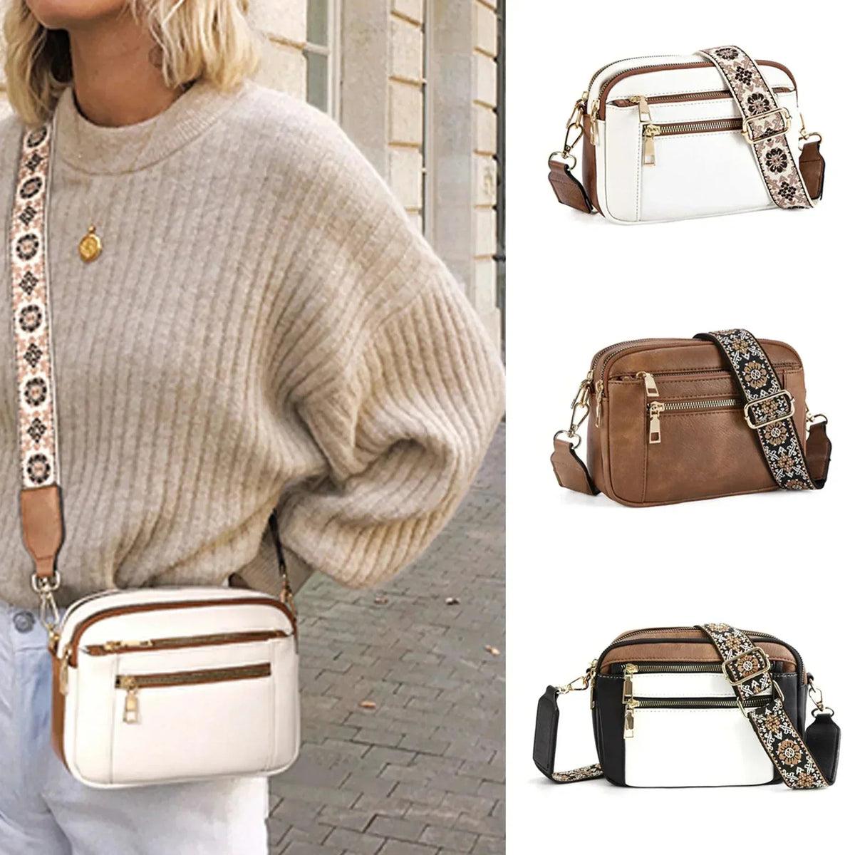 Dorota - Crossbody z kolorowymi paskami