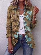 Lorraine | Boho Gradient Vintage Floral Ruffle Jacket