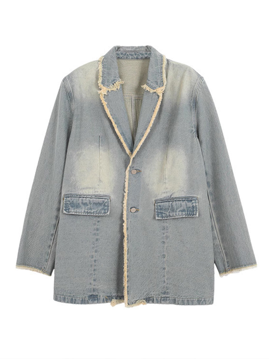 Karen | Vintage-Style Oversized Blazer with Raw Edges