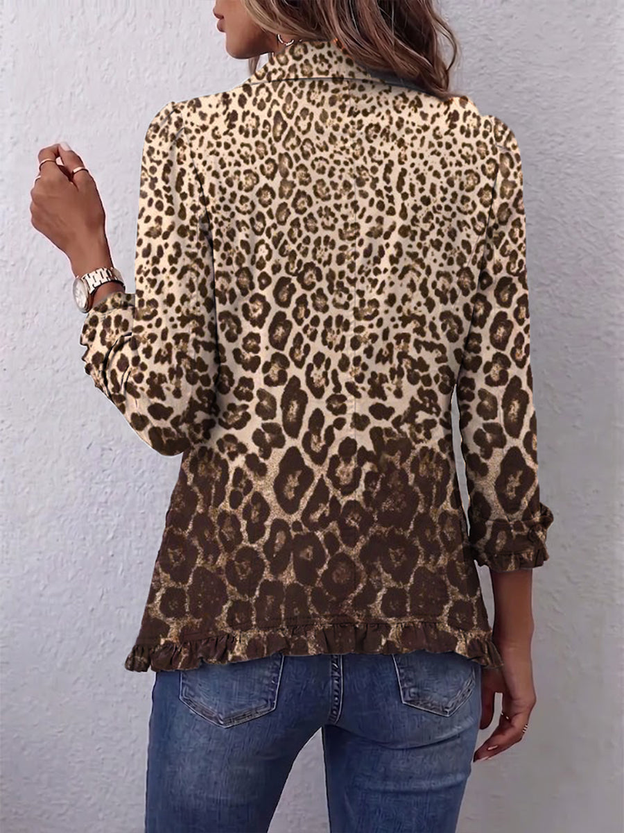 Joanne | Leopard Print Ruffled Jacket