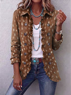 Carol | Bohemian Animal-Print Ruffled Jacket