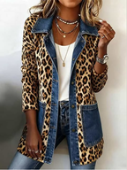 Linda | Leopard Print Denim Panel Contrast Longline Jacket